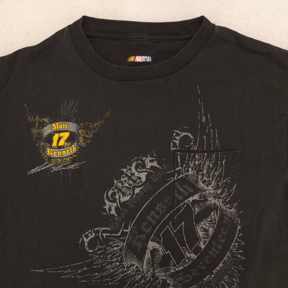 NASCAR Racing Short Sleeve Graphic Crew Neck T Shirt Mens Size Large L Black